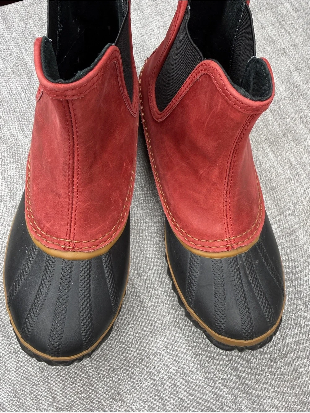 Sorel Out N About Chelsea Waterproof Duck Boots Red Leather US 6